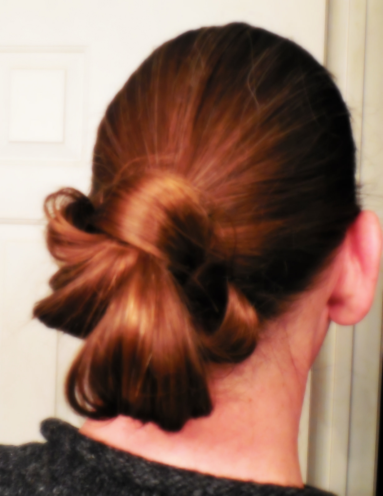 23 Updos For Medium Length : Tight Knot Low Bun For Brown Hair